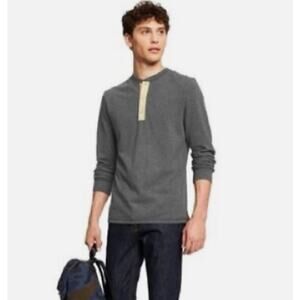 3.1 Phillip Lim Target Henley Long Sleeve Shirt Men XL Gray and Cream Casual Top